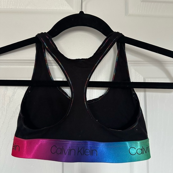 ⚡️2/$25⚡️Calvin Klein Women's Black Sports Bra with Rainbow Band | Size S - Picture 3 of 7